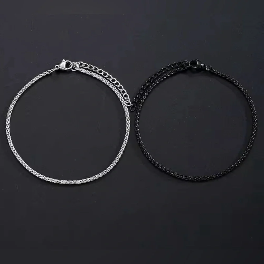 Minimalist Black Franco‎ Snake Chain Jewelry Bracelet, 7-9”
